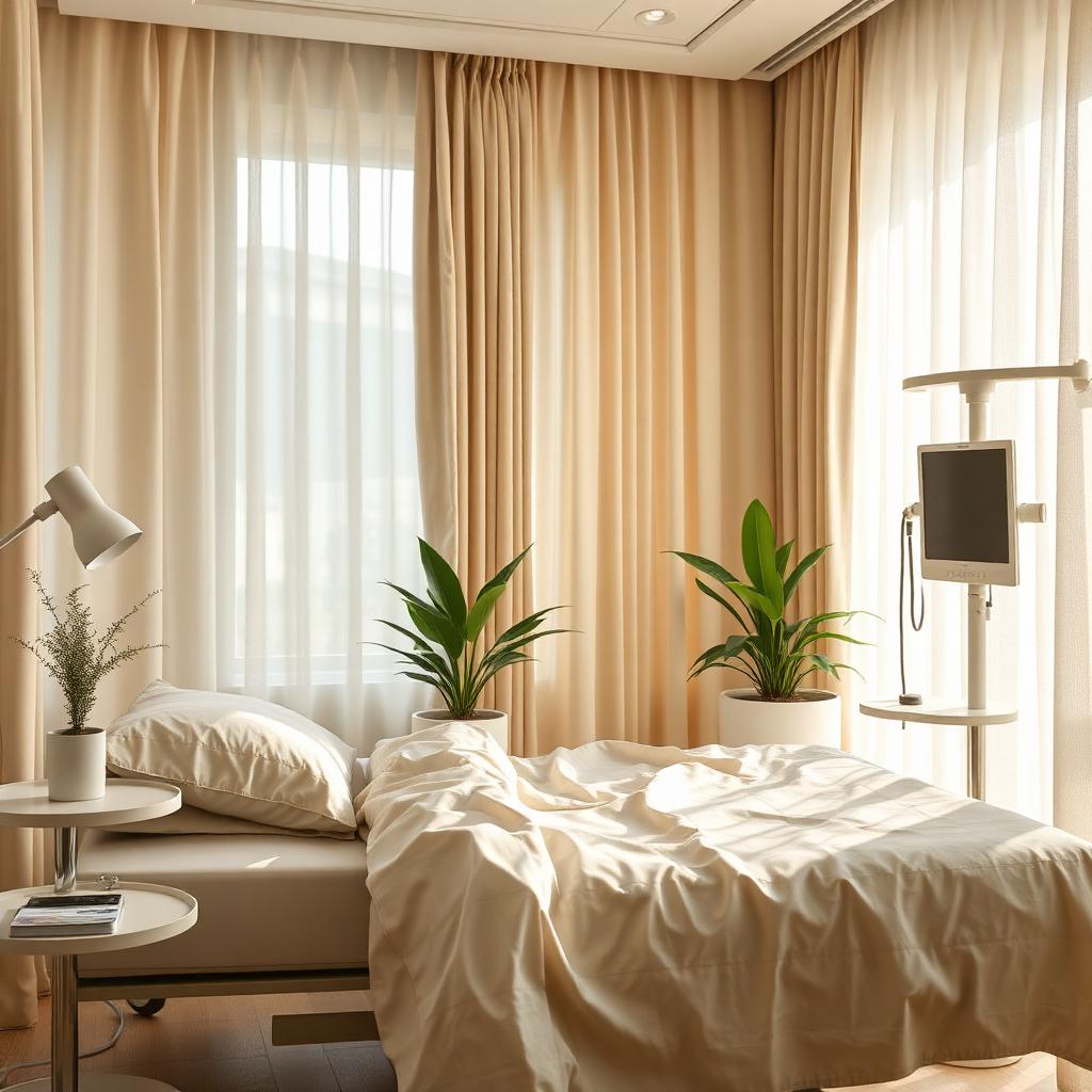 Comfortable post-surgical recovery suite with natural light